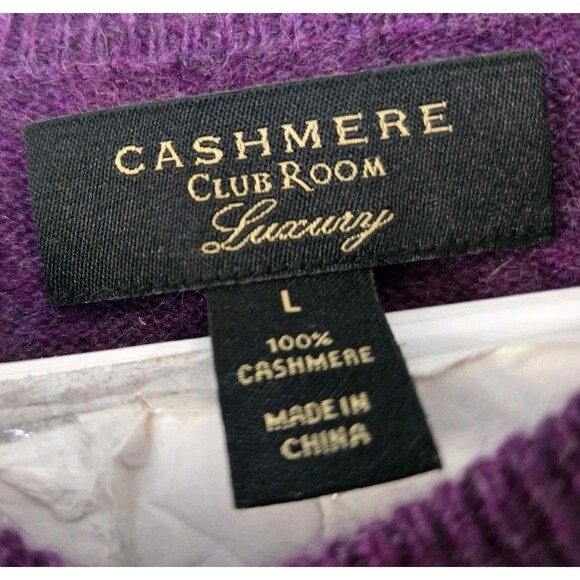 Club Room Sweater Mens L Cashmere Purple Luxury Preppy Academia Casual Grandpa - Picture 4 of 8